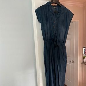 Denim Chambray Jumpsuit Size small with Waist Tie Detail
